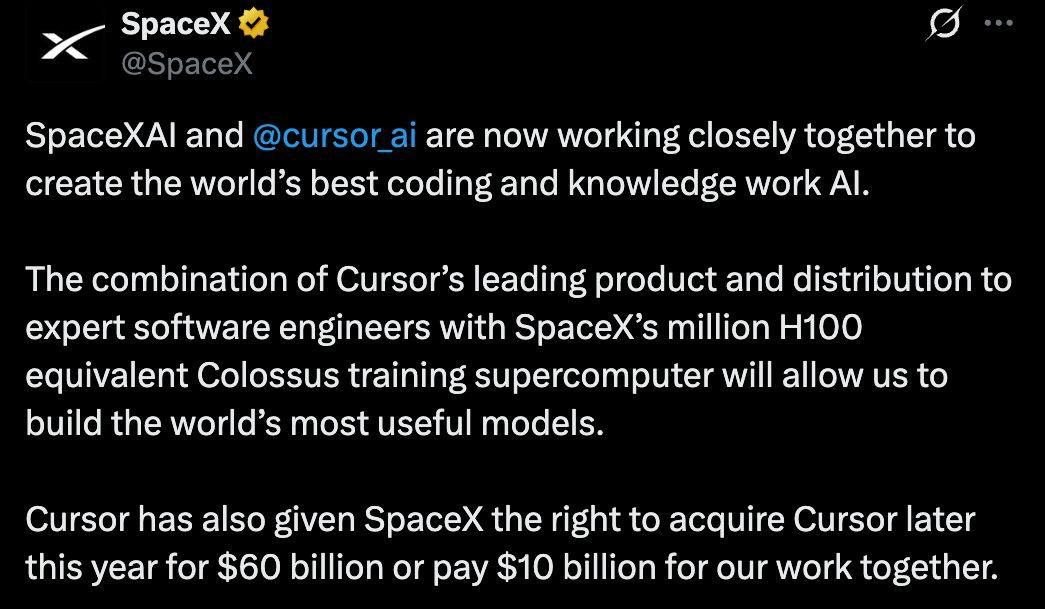 SpaceX AI Bermitra dengan Cursor