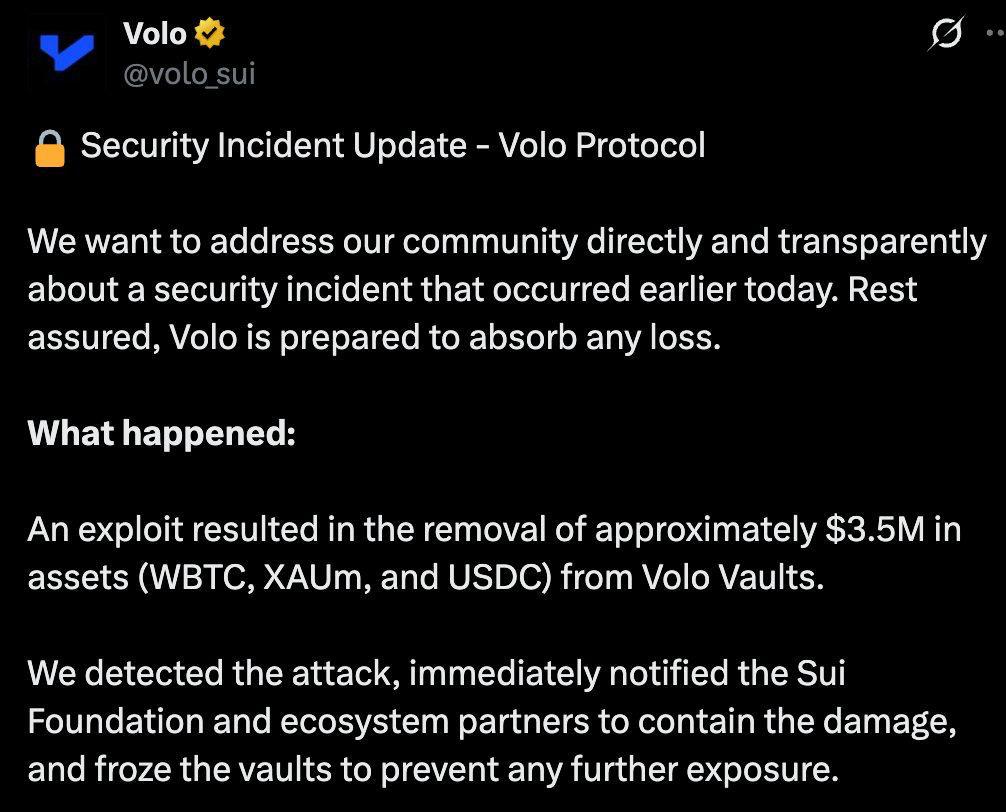 Volo Sui: Eksploitasi Vault Senilai $3,5 Juta