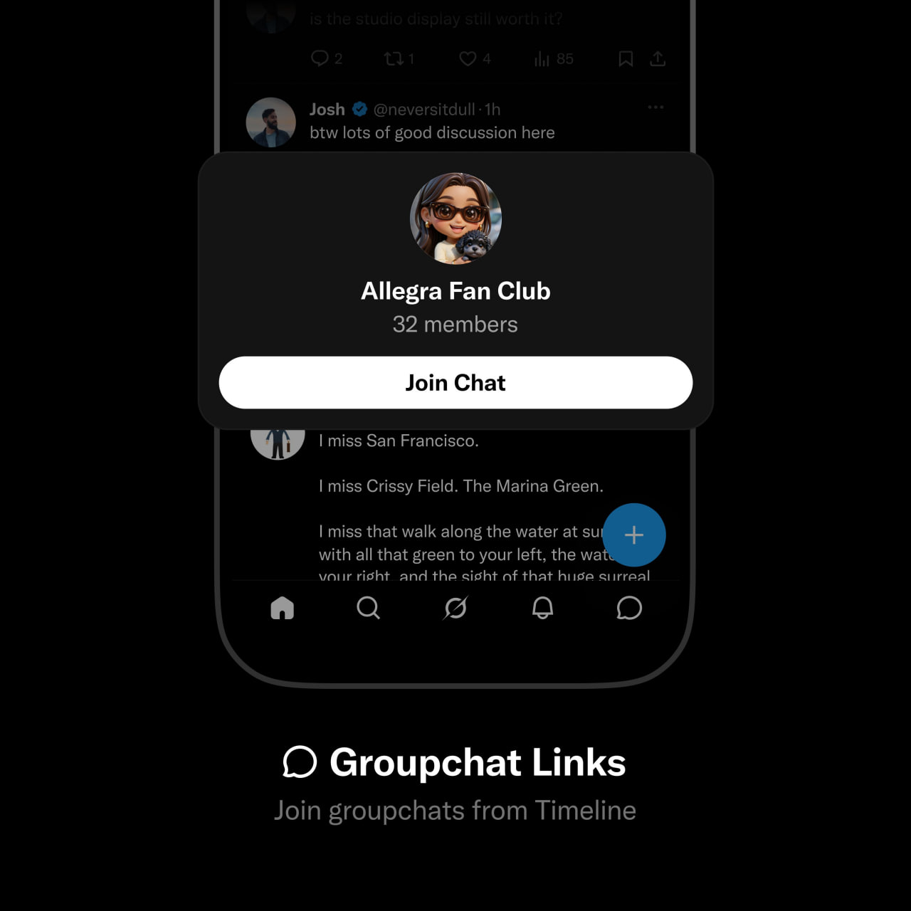 XChat sekarang mendukung tautan yang dapat diikuti untuk obrolan grup